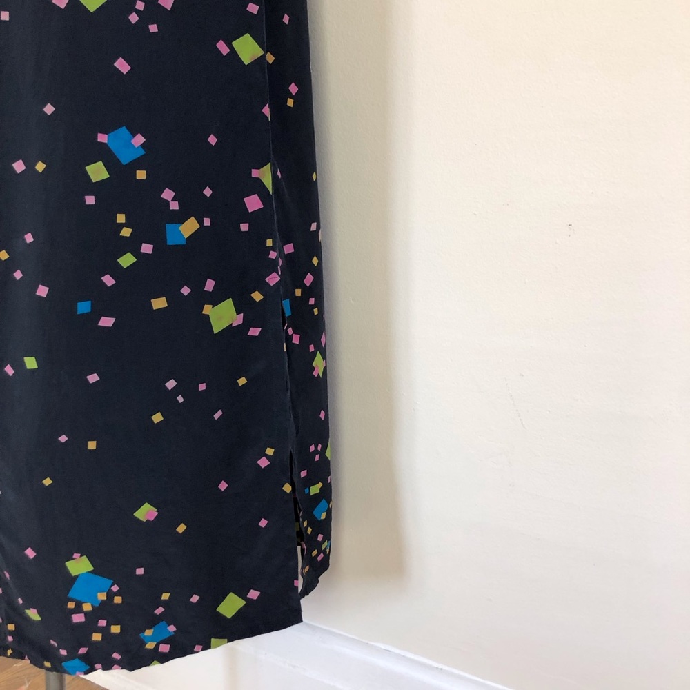 vintage 90s silk abstract geometric square print maxi dress normcore grunge y2k - Picture 5 of 12
